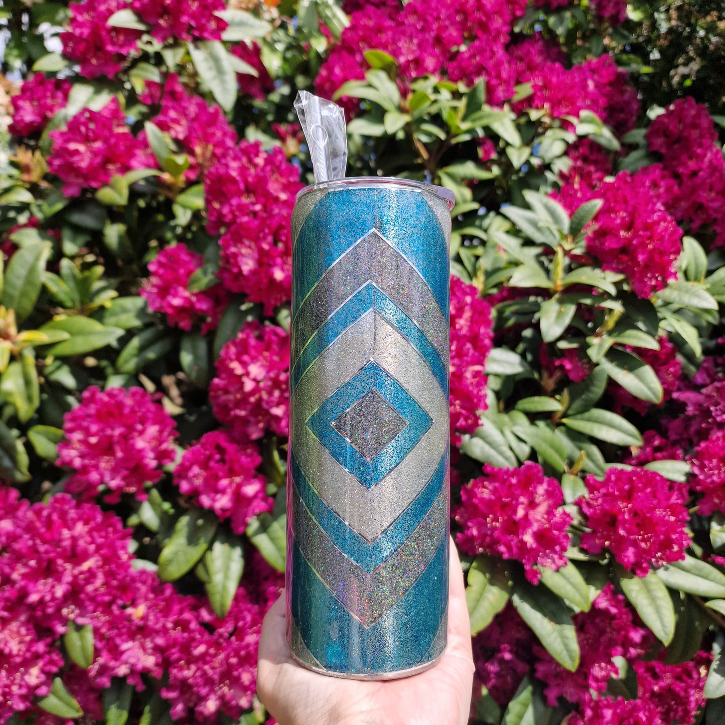 Glitter and pinstripe 20oz Tumbler - READY TO SHIP