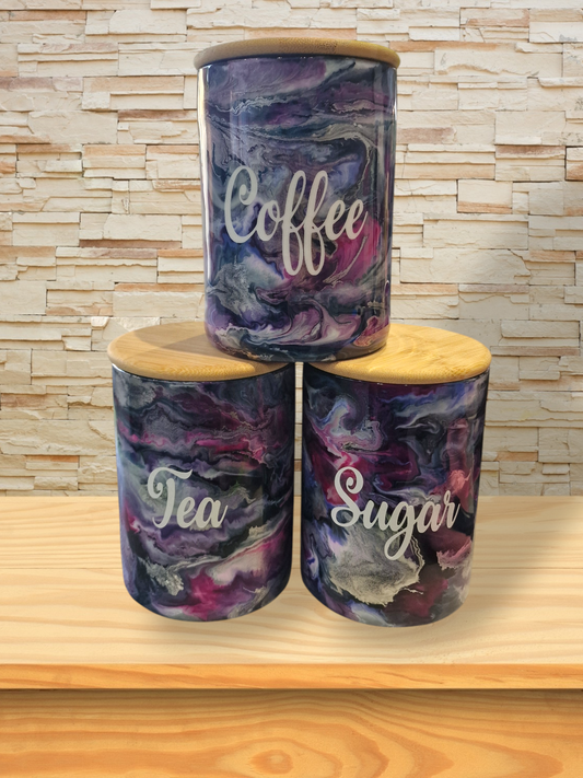 Custom Tea, Coffee, Sugar Canisters (Pictures is EXAMPLE ONLY)