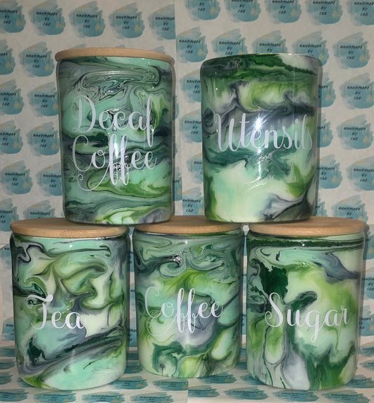 Custom Tea, Coffee, Sugar Canisters (Pictures is EXAMPLE ONLY)
