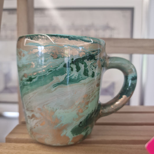 Green/Gold 12oz Glass Mug - Ready to Ship