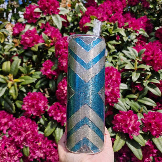 Glitter and pinstripe 20oz Tumbler - READY TO SHIP