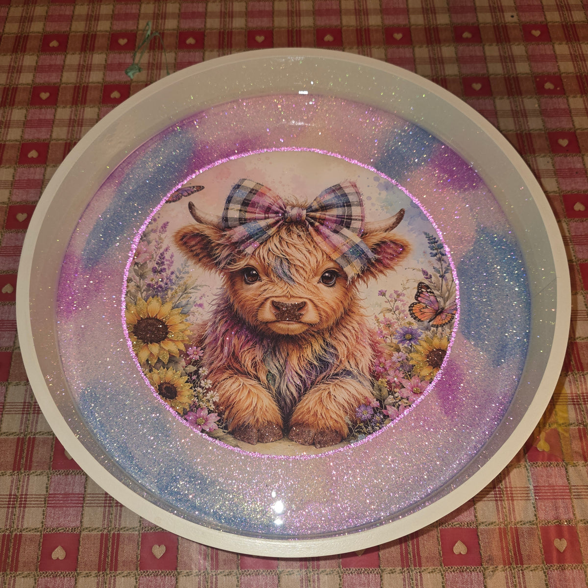 CUSTOM Round Footed Tray (12")(Picture is example only)